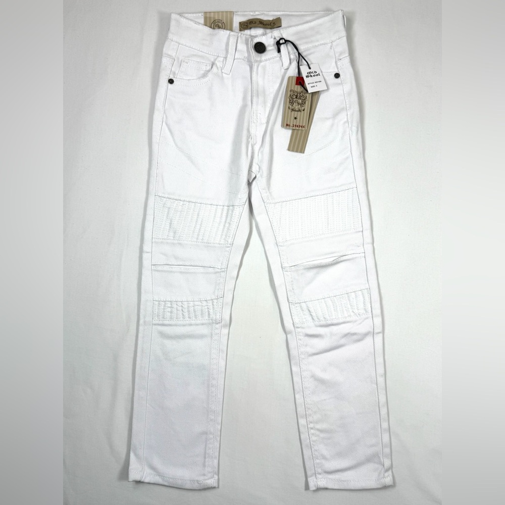 NWT OLD SKOOL Girls Moto Skinny Jeans Size 5 White NEW‎